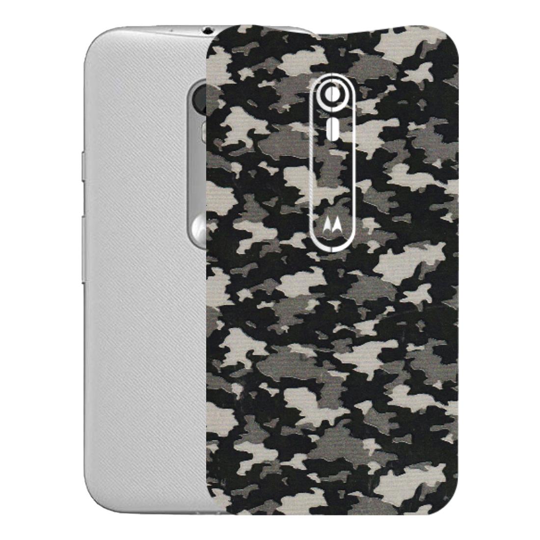 Motorola Phone Skins (All Models) - Black/Grey Camoflaunge - 3D Embossed Finish (L-142) Motorola Moto G Turbo