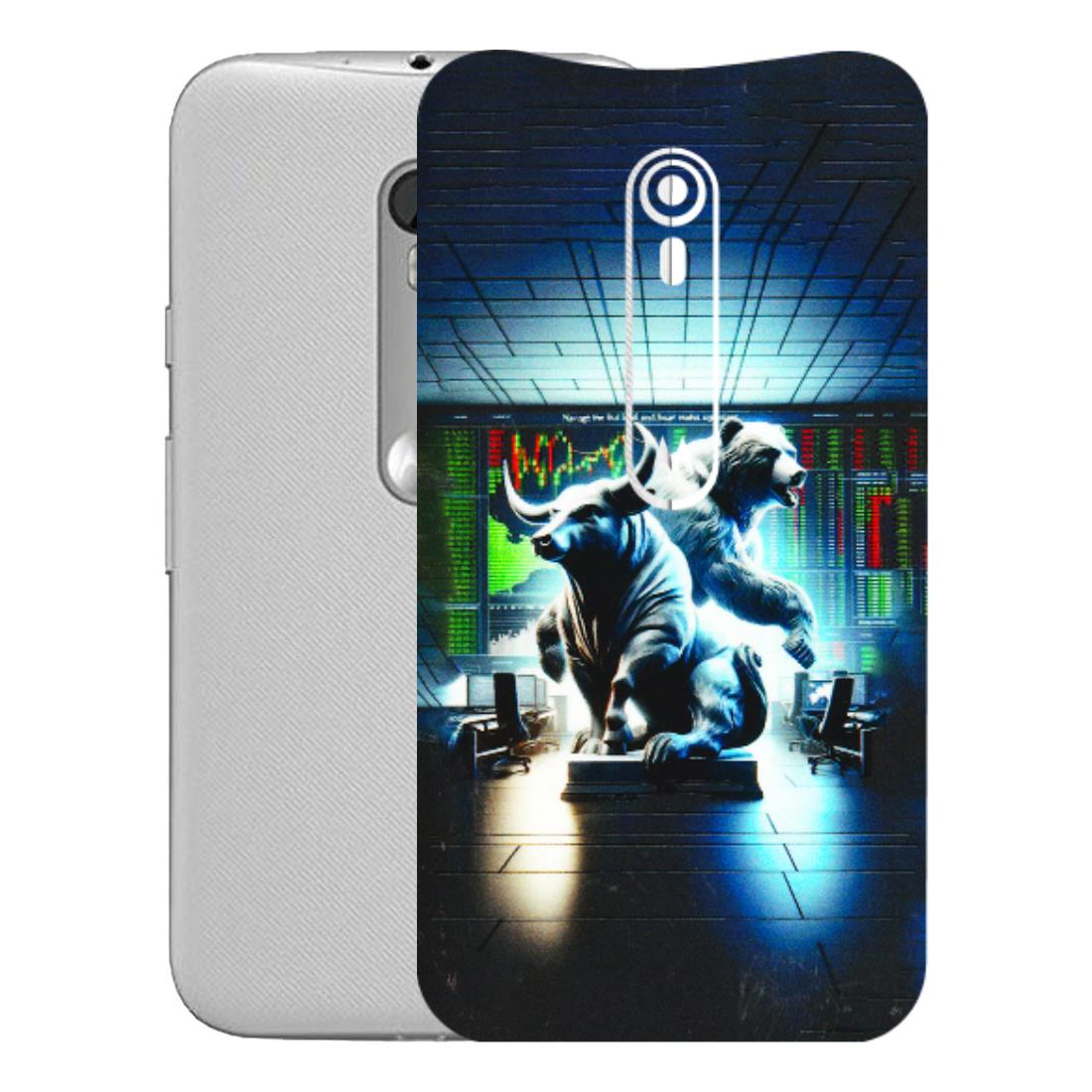 Motorola Phone Skins (All Models) - Stock Market Sensex Bear vs Bulls - 3D Embossed Finish (L-15) Motorola Moto G Turbo