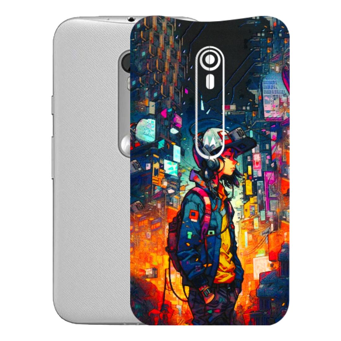 Motorola Phone Skins (All Models) - Street Anime Guy - 3D Embossed Finish (L-158) Motorola Moto G Turbo