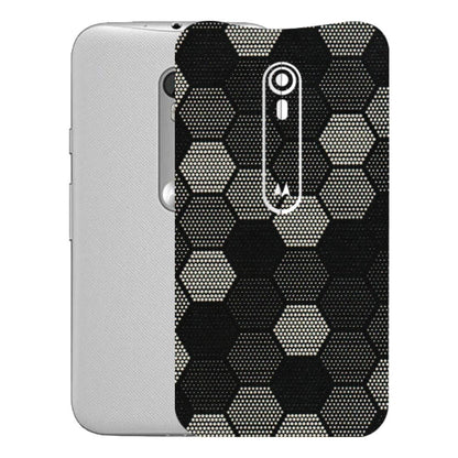 Motorola Phone Skins (All Models) - Black & White Dotted Honeycomb Texture - 3D Embossed Finish (L-202) Motorola Moto G Turbo