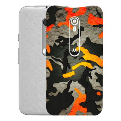 Motorola Phone Skins (All Models) - Orange Camouflage - 3D Embossed Finish (L-204) Motorola Moto G Turbo