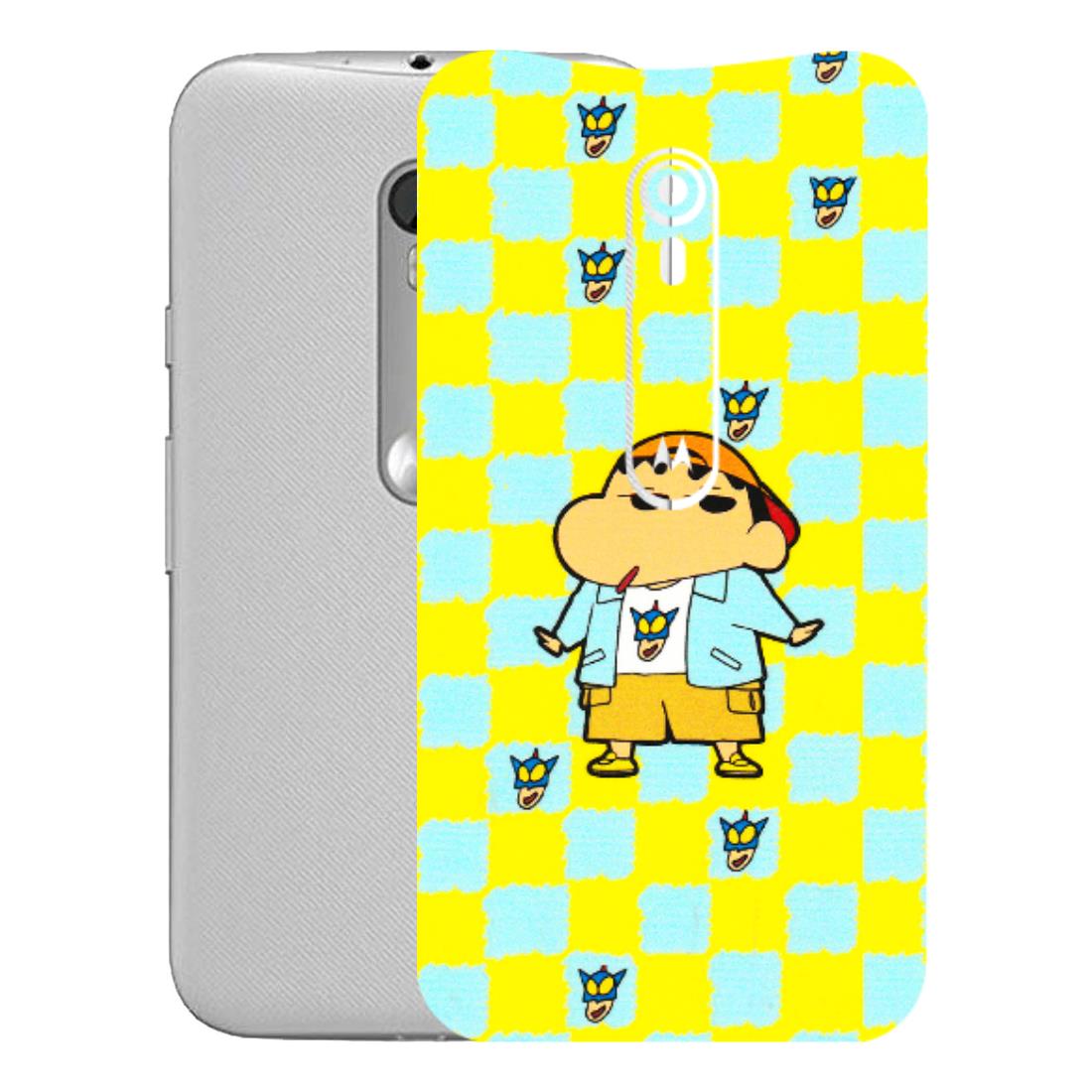 Motorola Phone Skins (All Models) - Yellow Blue Shinchan Cute - 3D Embossed Finish (L-221) Motorola Moto G Turbo