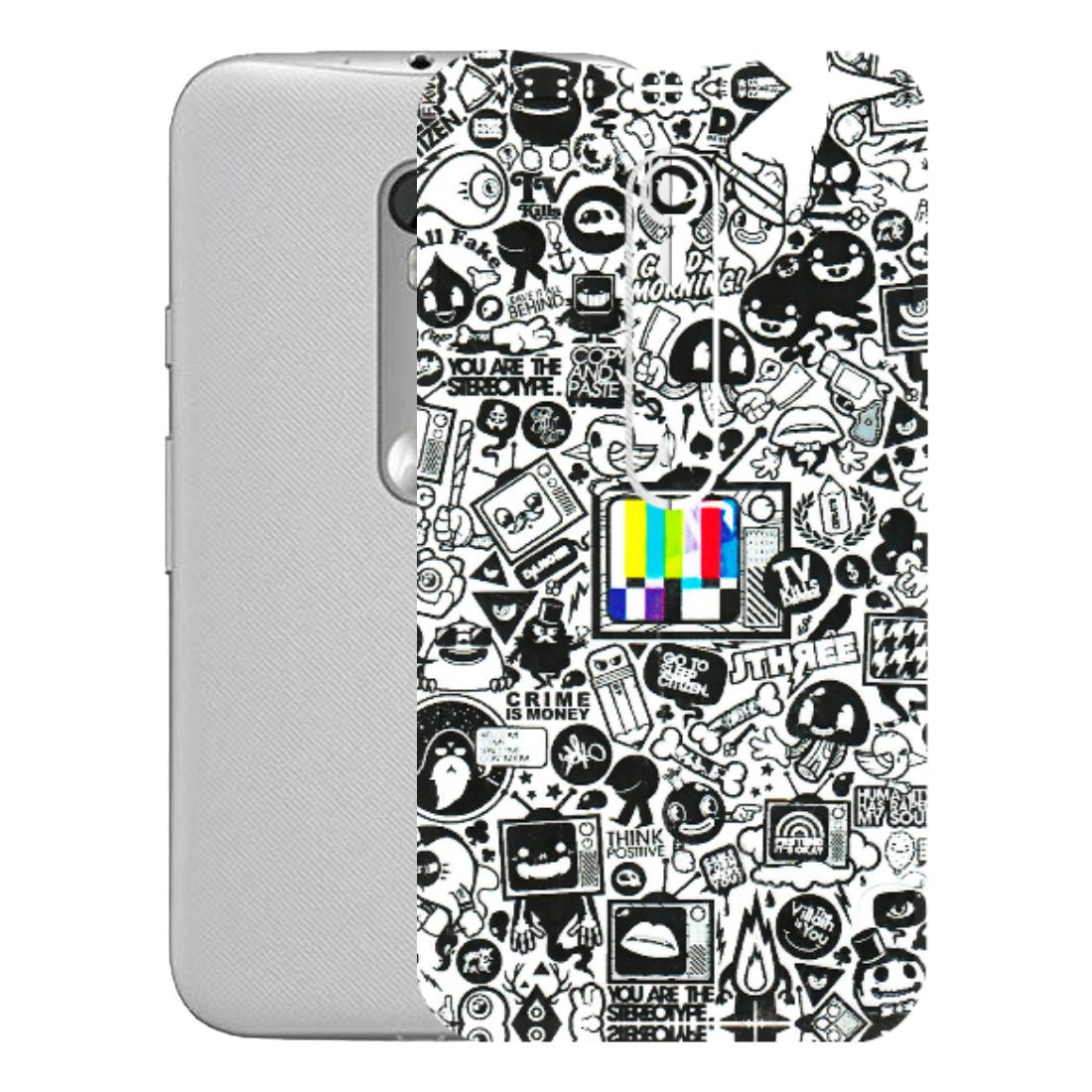 Motorola Phone Skins (All Models) - Doodles Positive Art - 3D Embossed Finish (L-263) Motorola Moto G Turbo