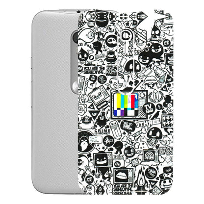 Motorola Phone Skins (All Models) - Doodles Positive Art - 3D Embossed Finish (L-263) Motorola Moto G Turbo