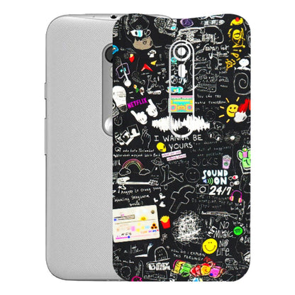 Motorola Phone Skins (All Models) - Black Creatives Doodles - 3D Embossed Finish (L-311) Motorola Moto G Turbo