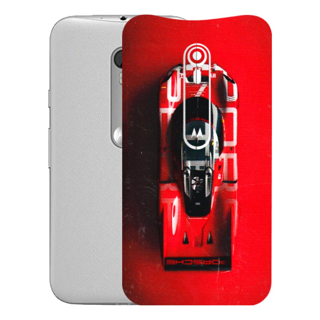 Motorola Phone Skins (All Models) - Red Porsche Car Logo - 3D Embossed Finish (L-315) Motorola Moto G Turbo