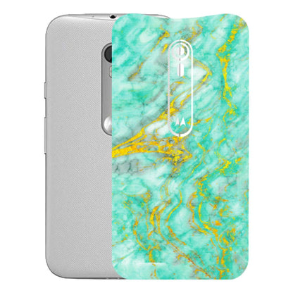 Motorola Phone Skins (All Models) - Green And Gold Marble Feel - Matte Finish (M-16) Motorola Moto G Turbo