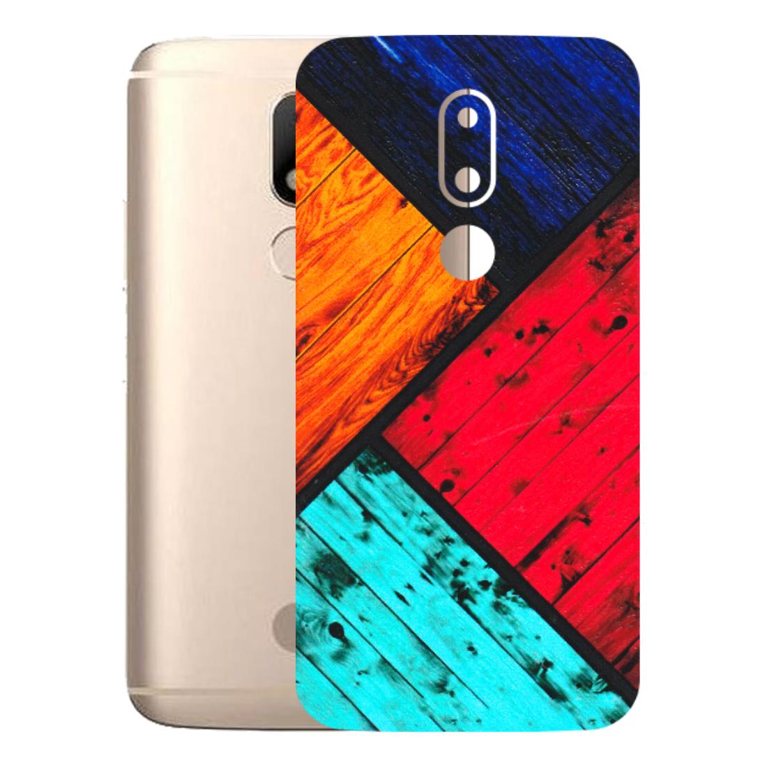 Motorola Phone Skins (All Models) - Colourful Wood Panels Abstract - 3D Embossed Finish (L-09) Motorola Moto M