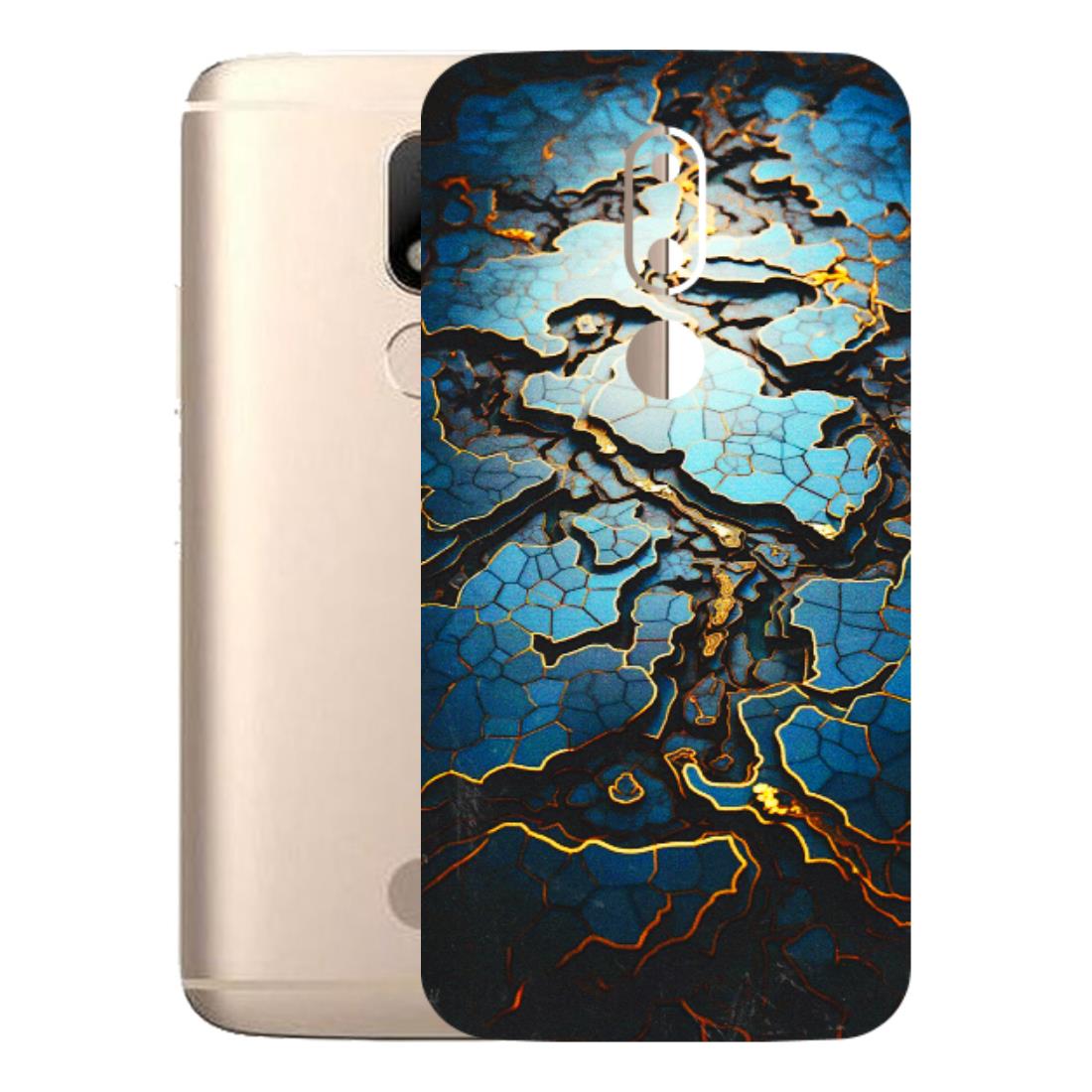 Motorola Phone Skins (All Models) - Blue Gold Abstract - 3D Embossed Finish (L-11) Motorola Moto M