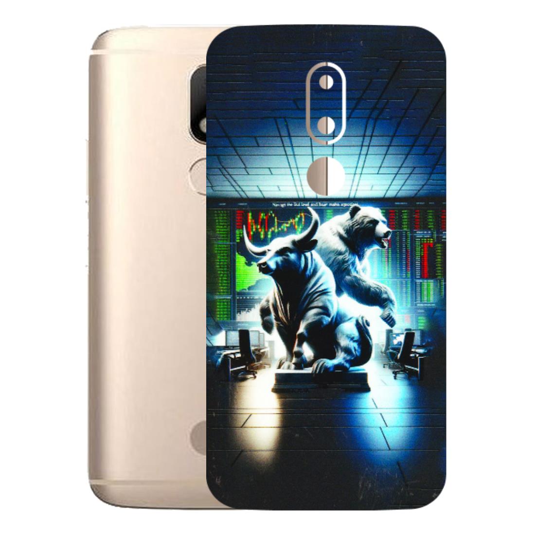 Motorola Phone Skins (All Models) - Stock Market Sensex Bear vs Bulls - 3D Embossed Finish (L-15) Motorola Moto M