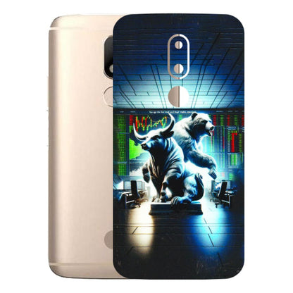 Motorola Phone Skins (All Models) - Stock Market Sensex Bear vs Bulls - 3D Embossed Finish (L-15) Motorola Moto M