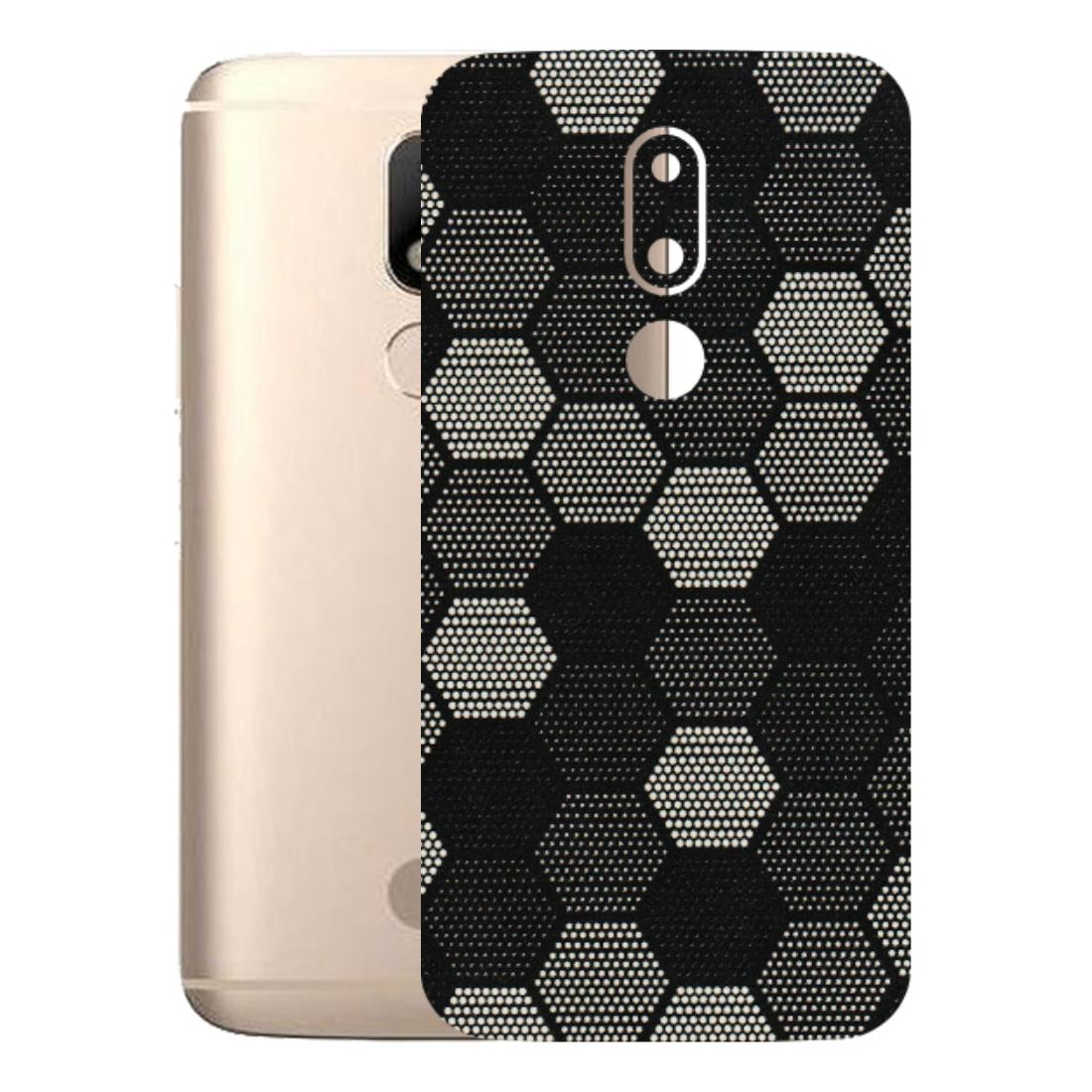 Motorola Phone Skins (All Models) - Black & White Dotted Honeycomb Texture - 3D Embossed Finish (L-202) Motorola Moto M