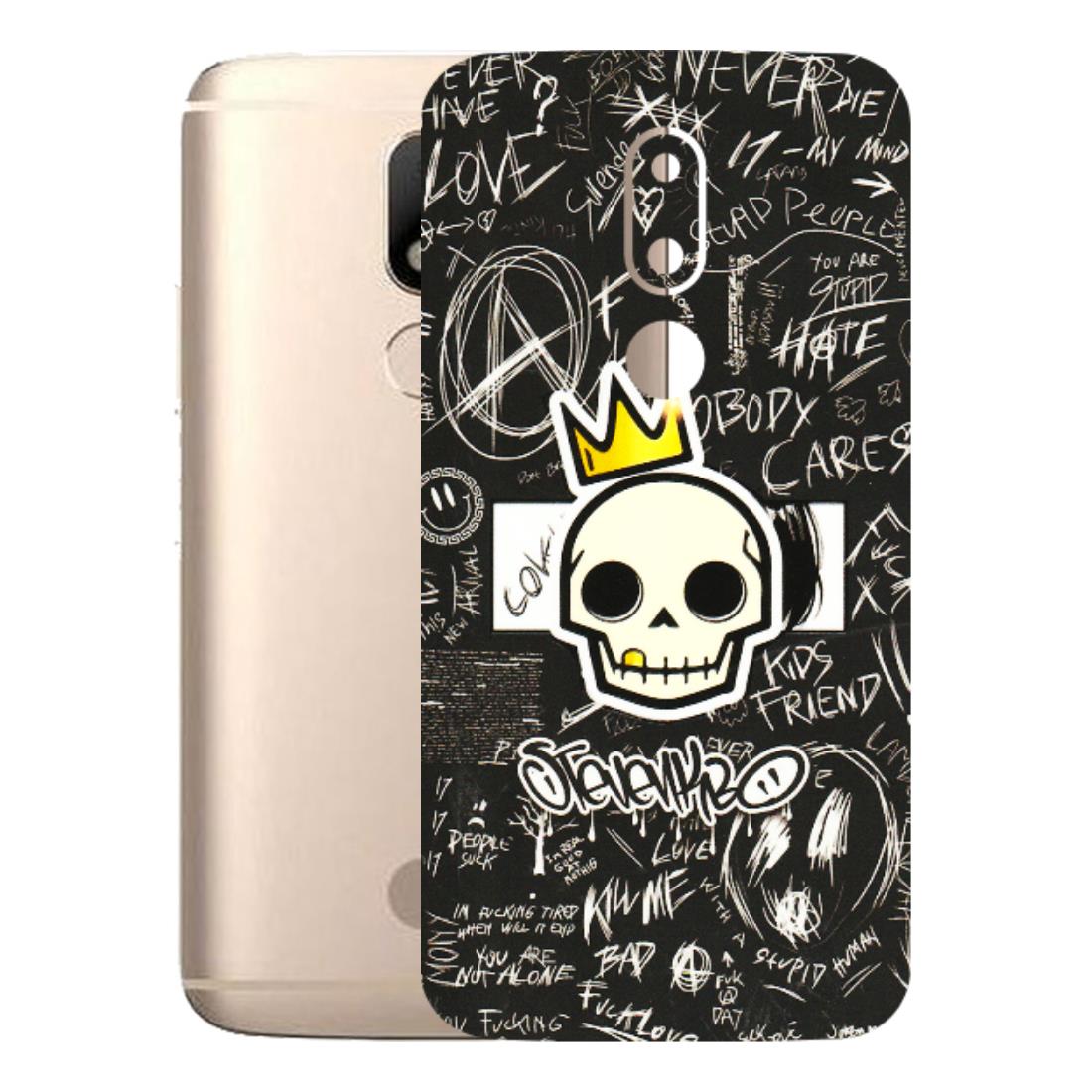 Motorola Phone Skins (All Models) - Funny Skull Black Chalk Grafitti - 3D Embossed Finish (L-22) Motorola Moto M