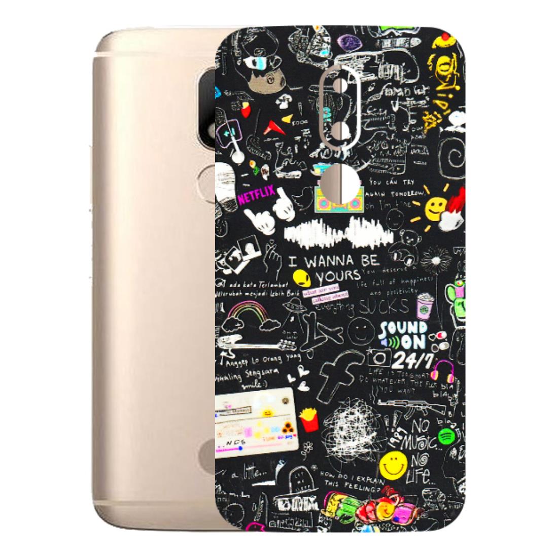 Motorola Phone Skins (All Models) - Black Creatives Doodles - 3D Embossed Finish (L-311) Motorola Moto M