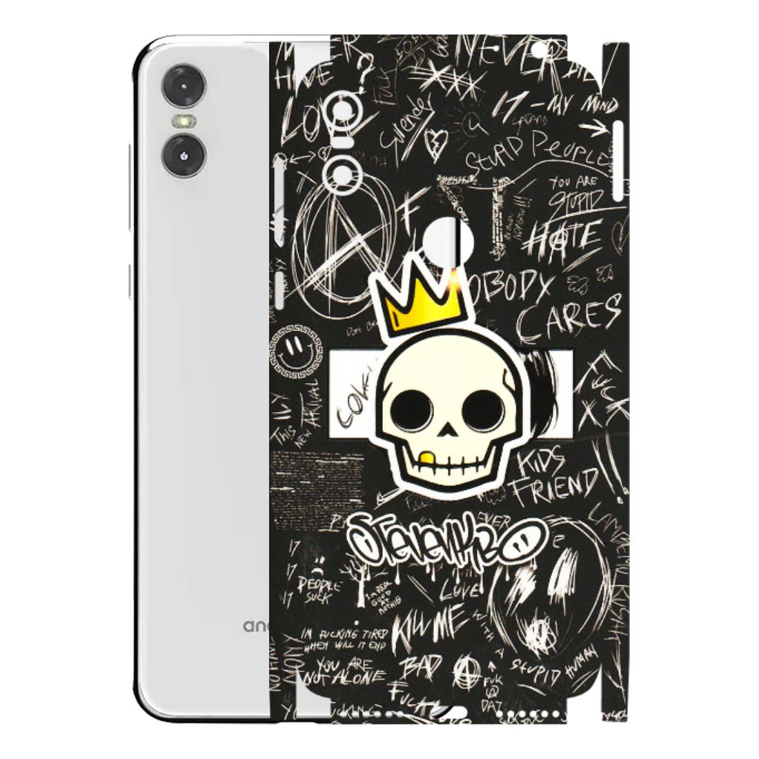 Motorola Phone Skins (All Models) - Funny Skull Black Chalk Grafitti - 3D Embossed Finish (L-22) Motorola Moto One