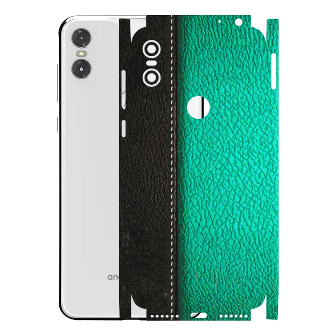 Motorola Phone Skins (All Models) - Black Green Dual Leather Stich - 3D Embossed Finish (L-233) Motorola Moto One