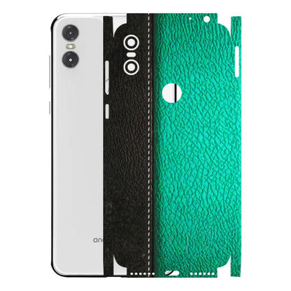 Motorola Phone Skins (All Models) - Black Green Dual Leather Stich - 3D Embossed Finish (L-233) Motorola Moto One