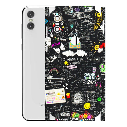 Motorola Phone Skins (All Models) - Black Creatives Doodles - 3D Embossed Finish (L-311) Motorola Moto One