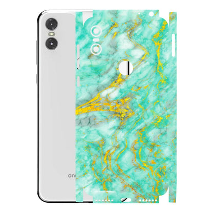 Motorola Phone Skins (All Models) - Green And Gold Marble Feel - Matte Finish (M-16) Motorola Moto One