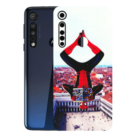 Motorola Phone Skins (All Models) - Spiderman Hanging - 3D Embossed Finish (L-53) Motorola Moto One Macro