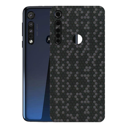 Motorola Phone Skins (All Models) - Black Grey Honeycomb Sober - 3D Embossed Finish (L-85) Motorola Moto One Macro