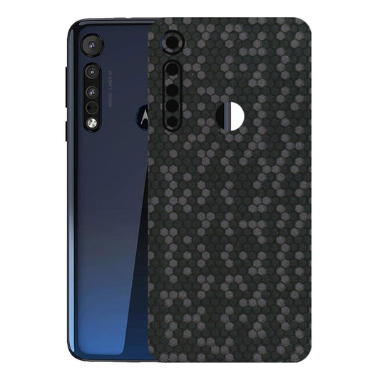 Motorola Phone Skins (All Models) - Black Grey Honeycomb Sober - 3D Embossed Finish (L-85) Motorola Moto One Macro