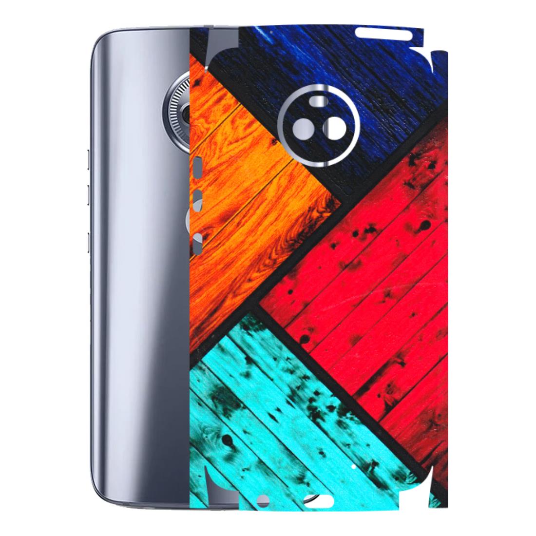 Motorola Phone Skins (All Models) - Colourful Wood Panels Abstract - 3D Embossed Finish (L-09) Motorola Moto X4