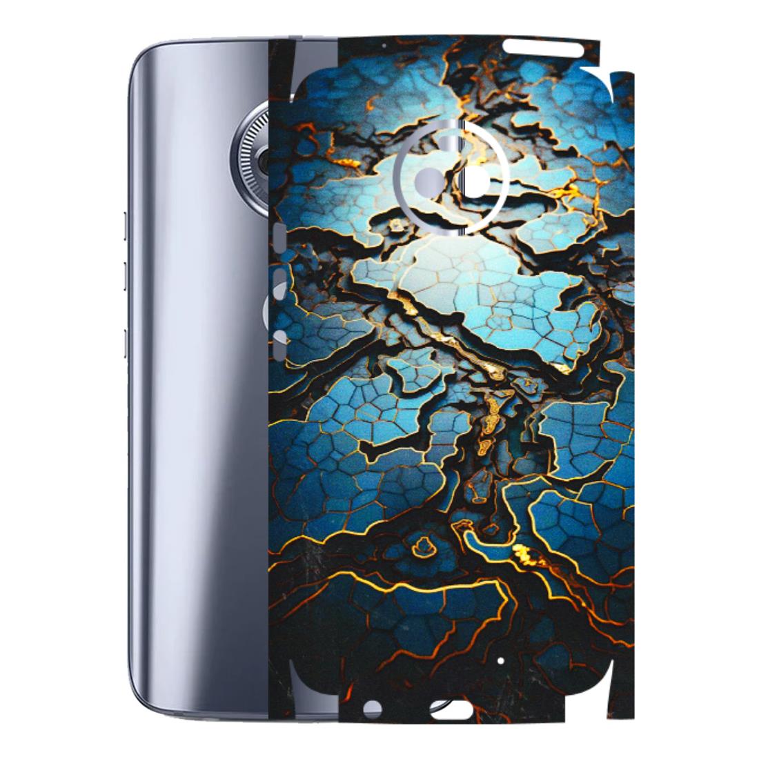 Motorola Phone Skins (All Models) - Blue Gold Abstract - 3D Embossed Finish (L-11) Motorola Moto X4