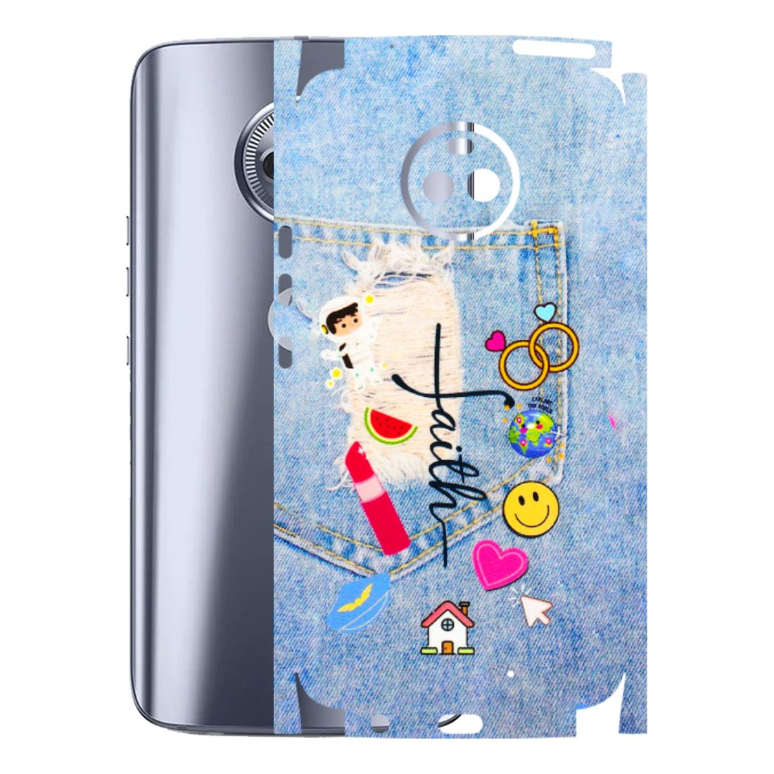 Motorola Phone Skins (All Models) - Denim Jeans Pocket - 3D Embossed Finish (L-134) Motorola Moto X4