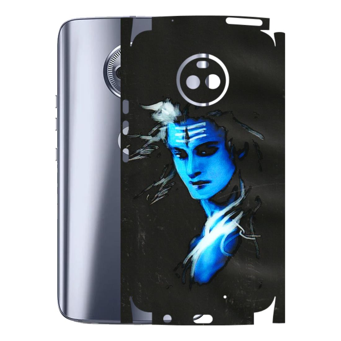 Motorola Phone Skins (All Models) - Har Har Mahadev Blue/Black - 3D Embossed Finish (L-185) Motorola Moto X4