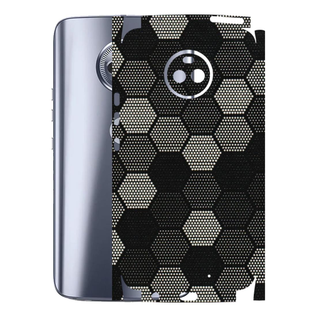Motorola Phone Skins (All Models) - Black & White Dotted Honeycomb Texture - 3D Embossed Finish (L-202) Motorola Moto X4