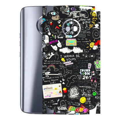 Motorola Phone Skins (All Models) - Black Creatives Doodles - 3D Embossed Finish (L-311) Motorola Moto X4