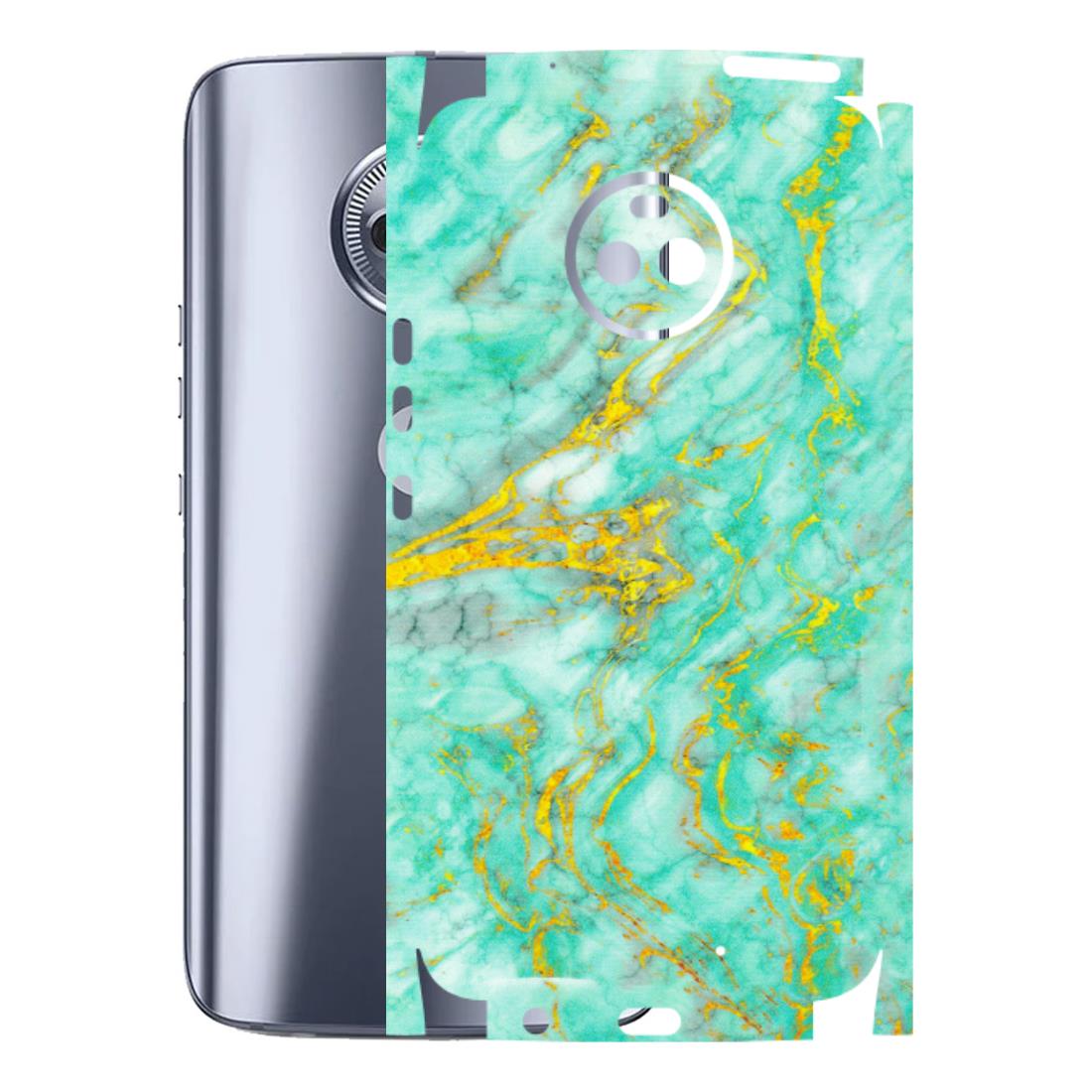 Motorola Phone Skins (All Models) - Green And Gold Marble Feel - Matte Finish (M-16) Motorola Moto X4