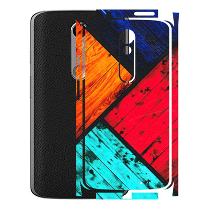 Motorola Phone Skins (All Models) - Colourful Wood Panels Abstract - 3D Embossed Finish (L-09) Motorola Moto X Force