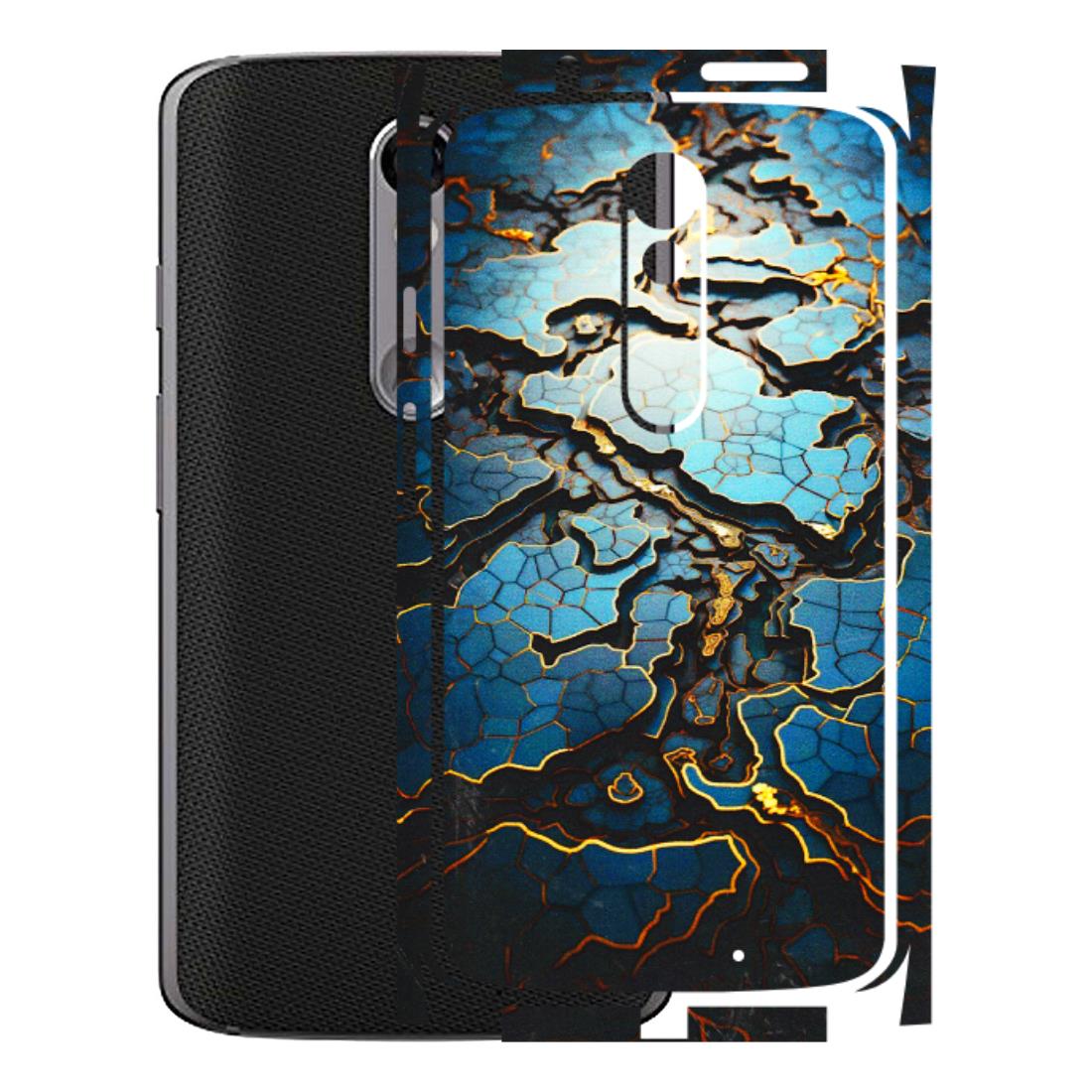 Motorola Phone Skins (All Models) - Blue Gold Abstract - 3D Embossed Finish (L-11) Motorola Moto X Force