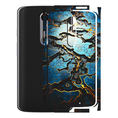 Motorola Phone Skins (All Models) - Blue Gold Abstract - 3D Embossed Finish (L-11) Motorola Moto X Force