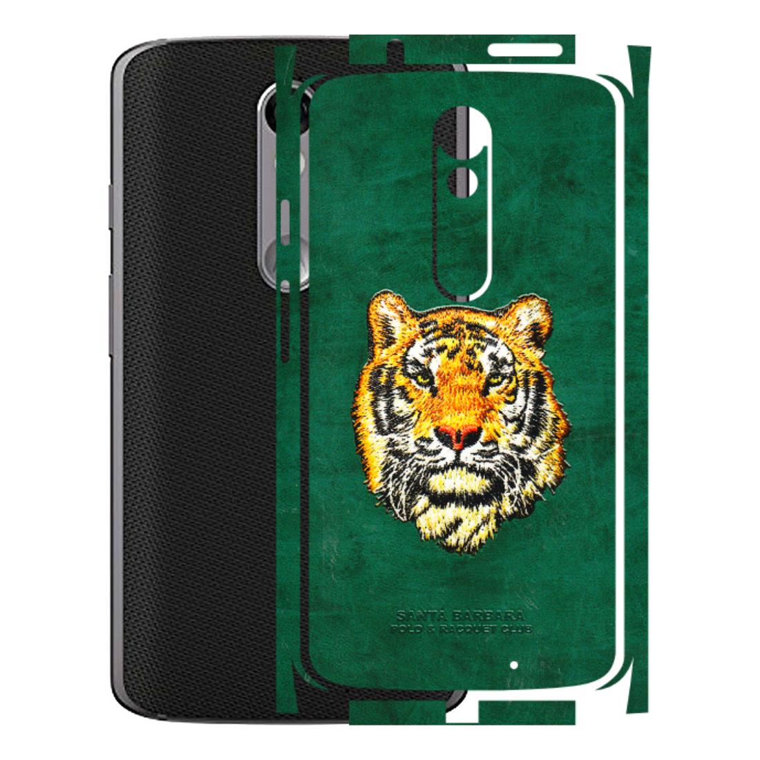 Motorola Phone Skins (All Models) - Leather Feel Tiger - 3D Embossed Finish (L-111) Motorola Moto X Force