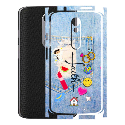 Motorola Phone Skins (All Models) - Denim Jeans Pocket - 3D Embossed Finish (L-134) Motorola Moto X Force