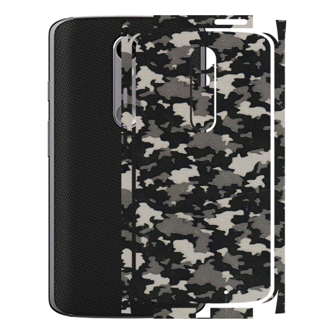 Motorola Phone Skins (All Models) - Black/Grey Camoflaunge - 3D Embossed Finish (L-142) Motorola Moto X Force