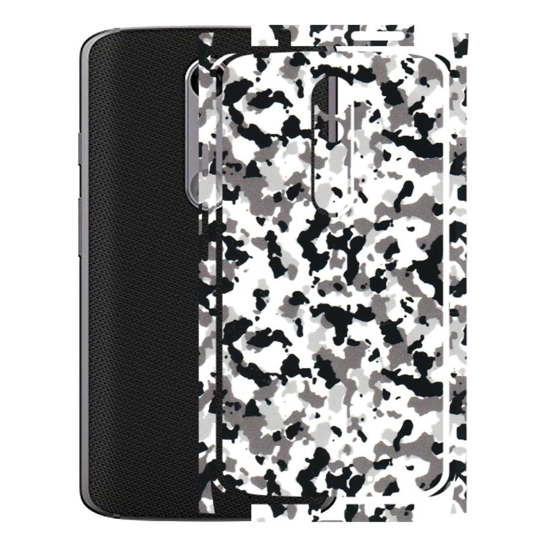 Motorola Phone Skins (All Models) - White Black Camouflage - 3D Embossed Finish (L-18) Motorola Moto X Force
