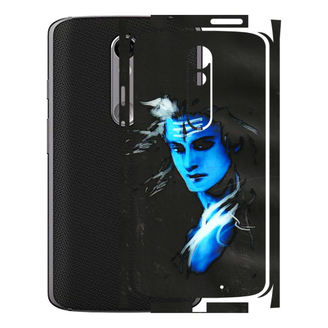 Motorola Phone Skins (All Models) - Har Har Mahadev Blue/Black - 3D Embossed Finish (L-185) Motorola Moto X Force
