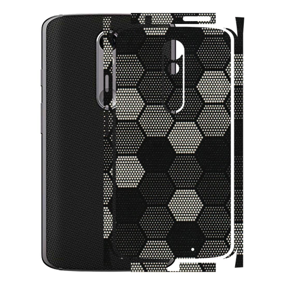 Motorola Phone Skins (All Models) - Black & White Dotted Honeycomb Texture - 3D Embossed Finish (L-202) Motorola Moto X Force