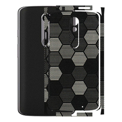 Motorola Phone Skins (All Models) - Black & White Dotted Honeycomb Texture - 3D Embossed Finish (L-202) Motorola Moto X Force