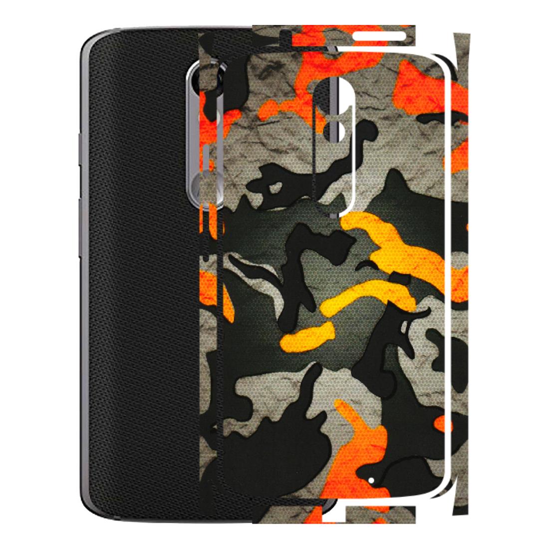 Motorola Phone Skins (All Models) - Orange Camouflage - 3D Embossed Finish (L-204) Motorola Moto X Force
