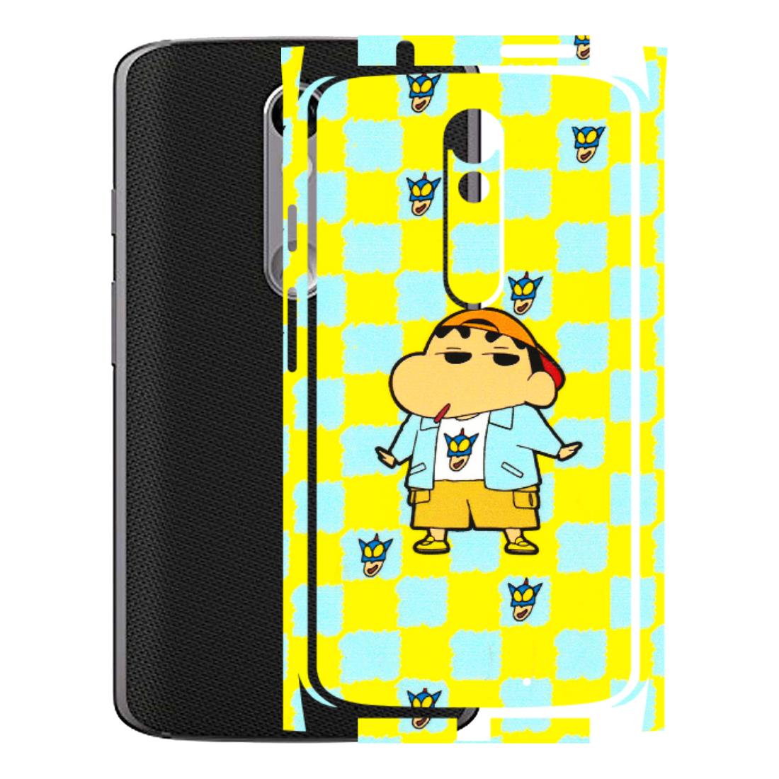 Motorola Phone Skins (All Models) - Yellow Blue Shinchan Cute - 3D Embossed Finish (L-221) Motorola Moto X Force