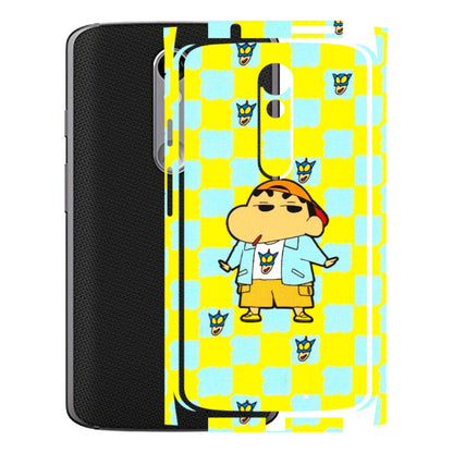 Motorola Phone Skins (All Models) - Yellow Blue Shinchan Cute - 3D Embossed Finish (L-221) Motorola Moto X Force
