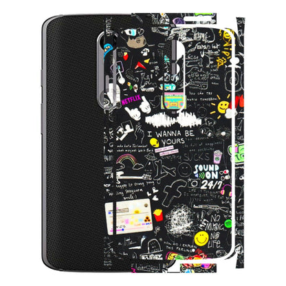 Motorola Phone Skins (All Models) - Black Creatives Doodles - 3D Embossed Finish (L-311) Motorola Moto X Force