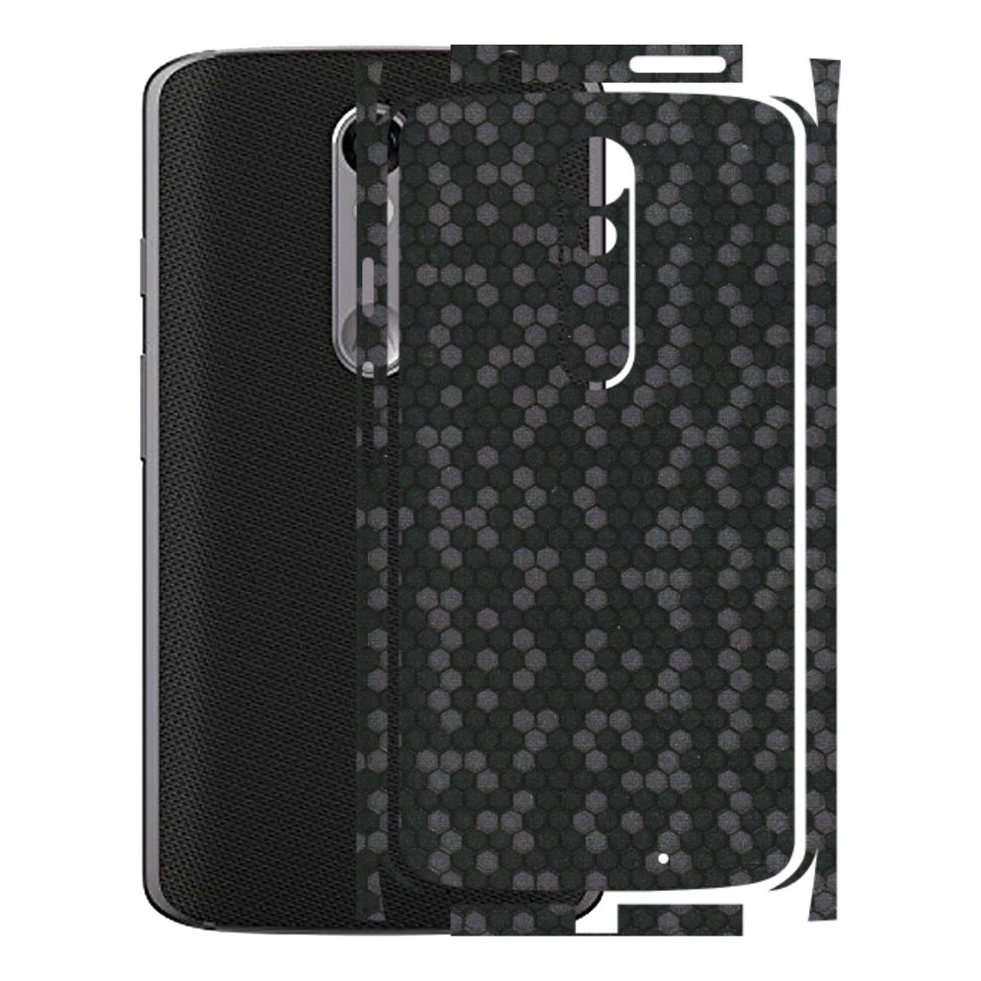 Motorola Phone Skins (All Models) - Black Grey Honeycomb Sober - 3D Embossed Finish (L-85) Motorola Moto X Force