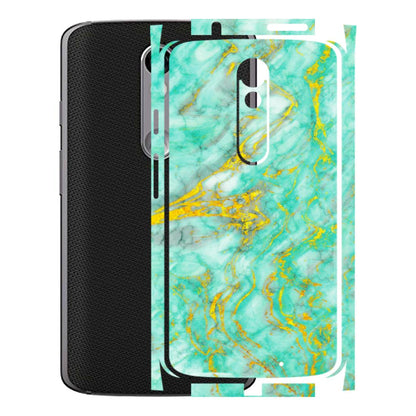 Motorola Phone Skins (All Models) - Green And Gold Marble Feel - Matte Finish (M-16) Motorola Moto X Force