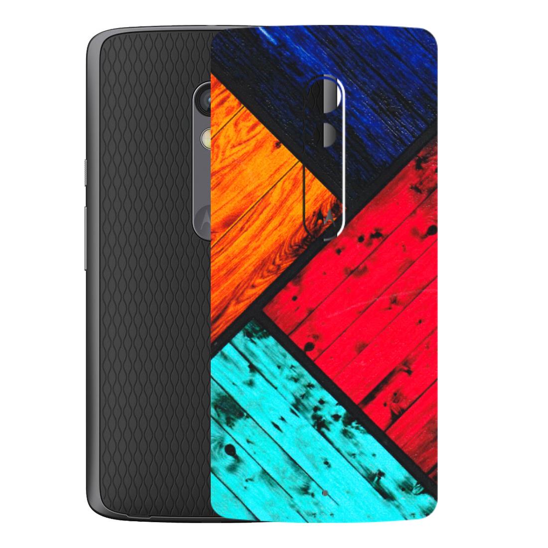 Motorola Phone Skins (All Models) - Colourful Wood Panels Abstract - 3D Embossed Finish (L-09) Motorola Moto X Play